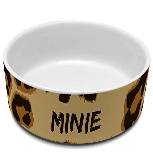 Ciotola per cane. Ciotola con nome inciso. Personalizzabile in ceramica. Volume 650 ml. Motivo leopardo.