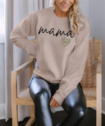 Image of Dressmine Womens Long Sleeve Mama Sweatshirts Fall Crew Neck Mom Shirts Cute Graphic Tees Pullover Hoodies