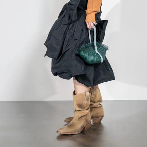 Tabi Boots Winter Sonw Shoes Lether Western Trendy Chunky Heels Slouchy Cowboy Lightweight Non-Slip Zipper Jazz Training Riding Walking Motorcycle Flats Warm Waterproof Casual Comfortable Wear Booties4