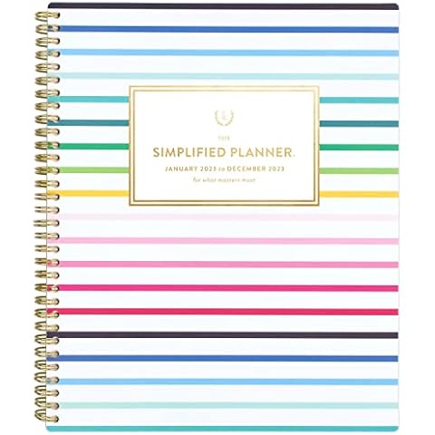 At-A-Glance 2023 Weekly & Monthly Planner, Simplified by Emily Ley, 8-1/2" x 11", Large, Monthly Tabs, Happy Stripe (EL90-905) (EL90-905-23) Cover