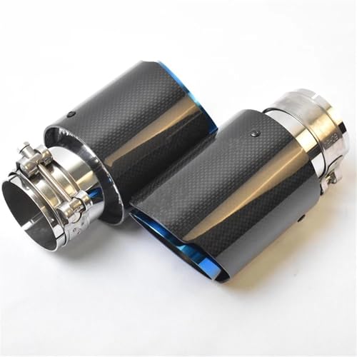 Embout d'échappement carbone 63mm canule silencieux voiture bleu brûlé 89mm