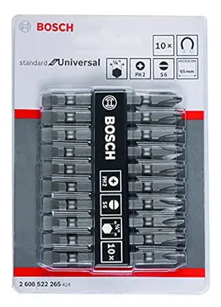 Bosch Professional Extra Hard, Double Ended Screwdriver Bits, Type Ph2-Sl, Length 65mm, Grey, Pack Of 10