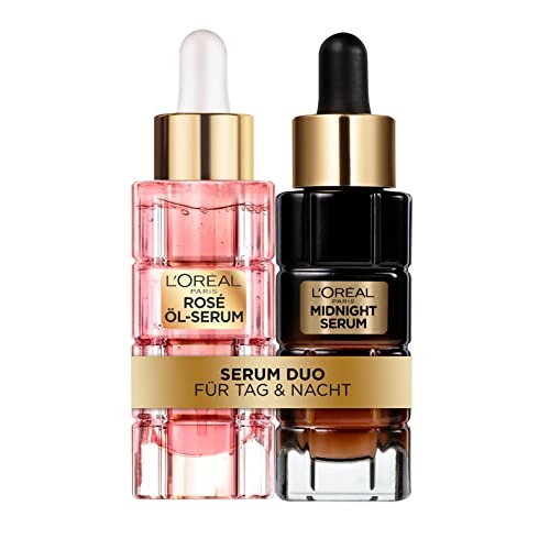 L'Oréal Paris Gesichtspflegeset mit Nachtserum und Öl-Serum, Anti-Aging Routine zur Förderung der Zellregeneration und strahlende Haut, Age Perfect Zell Renaissance, Golden Age, 2 x 30 ml