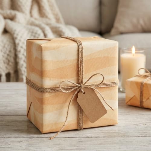 Image of Prettykrafts Hornbean Print Gift Warpping Paper | Pack of 5 | 70x50x0.2 cm | Large Size | Reusable & Eco-Friendly Paper Bags for Gifting, Parties, Return Gifts, Shopping and Special Occasions, Ivory