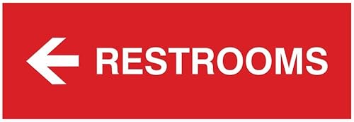 Signs ByLITA Basic Restrooms - Letrero direccional de flecha izquierda para pared o puerta, letras grabadas con láser, plástico ABS duradero,