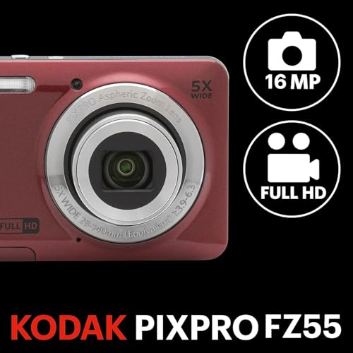 Add Kodak PIXPRO Friendly Zoom FZ55-RD 16MP Digital Camera, Red - Image 4