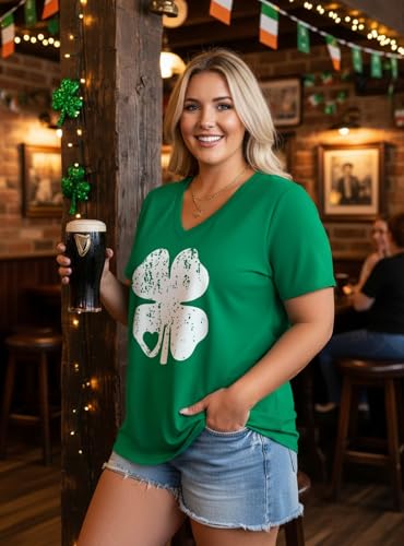 Image of ForHailey Women's Plus Size Short Sleeve Tee Shirt V Neck Basic Ladies Loose Fit T Shirt 1X-5X