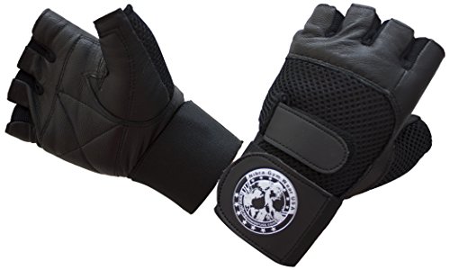 Nibra Gym Wear USA Gym Gloves Black with Wrist Wrap for Man & Women, Padded, Workout, Crossfit, Weightlifting,Biking. (XLarge)