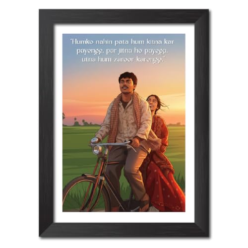 Image of TenorArts Laapataa Ladies Quotes Poster Bollywood Movie Vector Art Vector Art Posters Photo Framed Painting With Black Wooden Textures (12inches x 9inches)