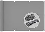 VOUNOT® Balcony Privacy Screen, 90x600cm, HDPE Balcony Cover, Wind and UV Protection, Weatherproof, Grey