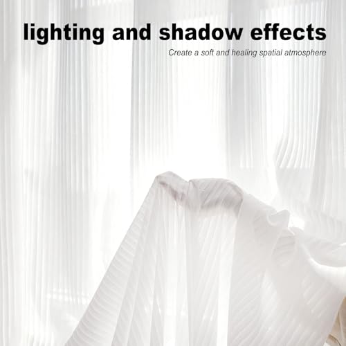Image of White Sheer Curtains for Windows 72 inch Length, Grommet Top Semi Sheer Vertical Drapes Privacy with Light Filter for Bedroom /Living Room /Sliding Door,62W x 72L (2 Panels)
