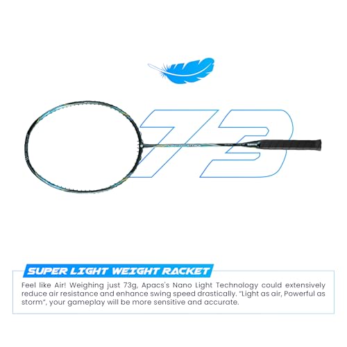 Image of Apacs Counter Attack (Ultralight 73g, 35 LBS) Made in Vietnam | Japanese Graphite Unstrung Badminton Racket with Full Cover | G2-4 1 /8 inches (Black Matt)