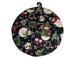 Christmas Pot Holders Snowman Handmade Heat Resistant Double Insulated Quilted Hot Pads 9 Inches Round