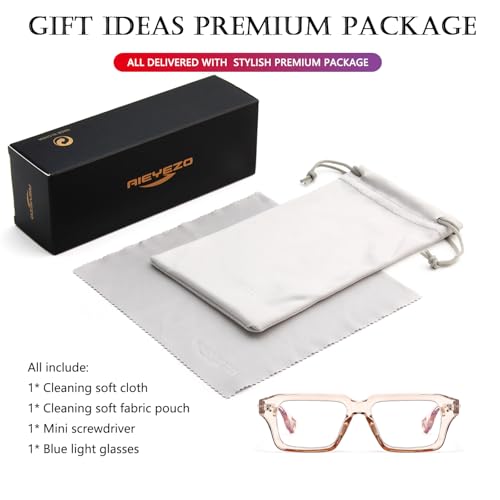 Image of AIEYEZO Fashion Square Blue Light Glasses for Men Women Retro Thick Frame Blue Light Blocking Computer Glasses