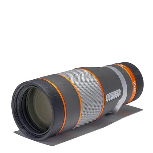 Maven M.1 42mm Monocular (10x42, Grey/Orange) | Great for Birding, Wildlife Viewing, and Hunting | Adjustable Eyecup, Fully Multi-Coated Lenses, Rubber Armor, Fogproof and Waterproof
