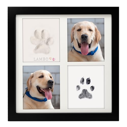 MYPAWLETS Ink & Clay Paw Print Kit for Dog Cat,Clean-Touch Ink Pad & Soft Clay,Pet Paw Print Impression Kit Large Area,Keepsake Frame for 1-2 Pets,Cat/Dog Gifts