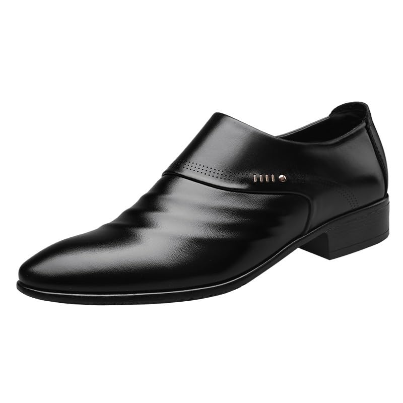Men's Oxford Dress Shoes Wedding Working Plain Toe Calfskin Leather Slip-on Wedding Rubber Sole Slip Shoe