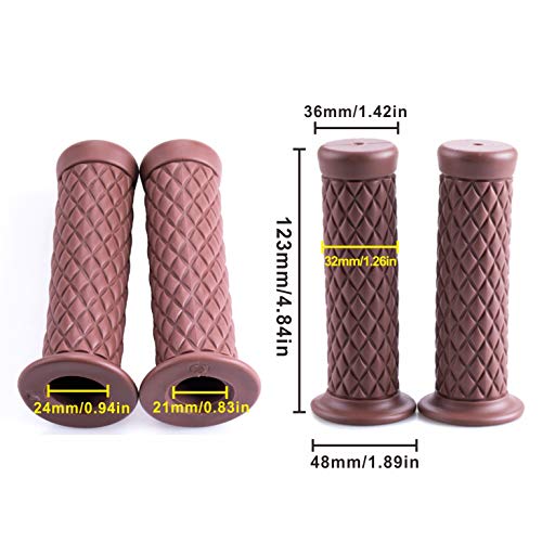 MRELC Motorcycle anti-slip rubber strip handle 7/8\" 22mm 24mm motorcycle comfort Hand Handlebar Grip Thruster Grip for Harley Honda Triumph Yamaha Kawasaki CG125 CB400 (End Thruster Grip) brown