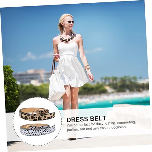GALPADA 2pcs Leopard Waist Belts for Women Adjustable PU Buckle Dress and Jeans Belts Lightweight Fashion Accessories for Casual Outfits3