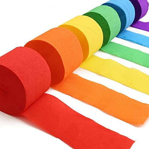 Rainbow Crepe Paper Streamers Party Streamer 1.8 Inch Widening 6 Rolls,Rainbow Party Streamer 82 Feet Per Roll For Various Birthday Wedding Festival Celebration Party Decorations #TOP1