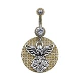 Lovely Praying Angel Wing Dangle Belly Button Rings for Women Guardian Angel Navel Bar Piercing Body