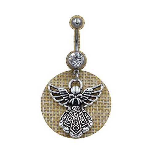 Lovely Praying Angel Wing Dangle Belly Button Rings For Women Guardian Angel Navel Bar Piercing Body Jewelry (#3) #TOP16