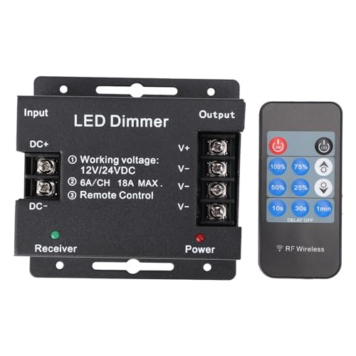 Dimmer LED Remoto de RF, Interruptor de Atenuador de Pared con 11 Teclas RF Remote Controller, DC 12V -24V PWM LED Light Strip Dimmer para Home Shop Supermarket