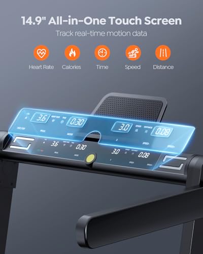 Image of Acezoe Foldable Treadmill with 0-15% Incline and Handle Bar, 2.5HP Treadmills for Home, Under Desk Treadmill with 300LBS Capacity, Walking Pad with Speaker, APP /Remote Control
