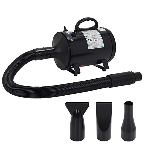 winniehome Professional Grooming Dog Hair Dryers for Dogs and Cats,3.2HP Stepless Adjustable Speed Pet Hair Force Dryer Dog Grooming Blower with Heater, Black