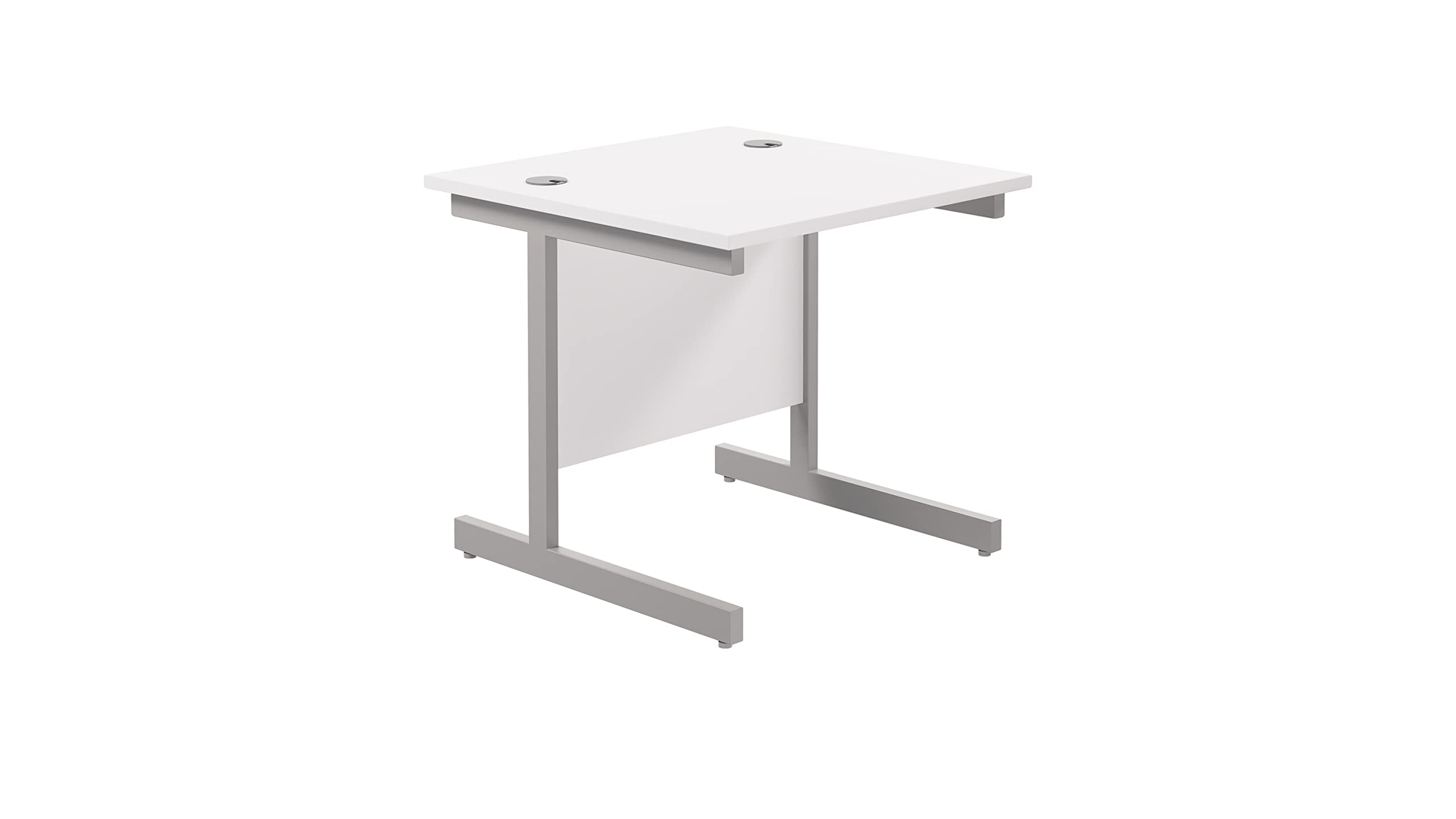 Office Hippo Heavy Duty Rectangular Cantilever Desk - Home Office Table + Integrated Cable Ports, PC Desk - 5 Yr Warranty - Silver Frame/Oak Top, 120cm x 80cm — view 62