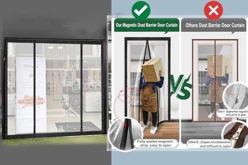 Image of Stylista Transparent Insulated Magnetic Door Curtain - Thermal, Insect & Dust Screen, Pest Control, Privacy Screen - Fits Doors up to 82 x 118 Inches. PVC Thickness 0.3 mm.
