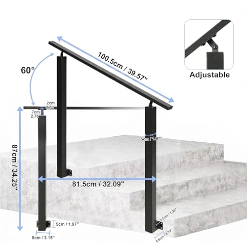 Garde-corps extérieur réglable de 2 à 3 marches pour escalier de villa - 3