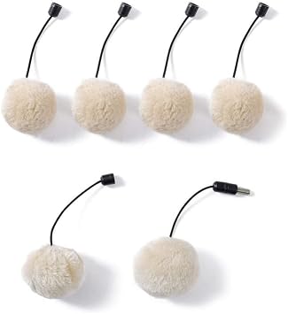 PETEPELA Cat Tree Replacement Play Pompom, a Set of 6 Interactive Cat Dangling Toy Balls, Beige