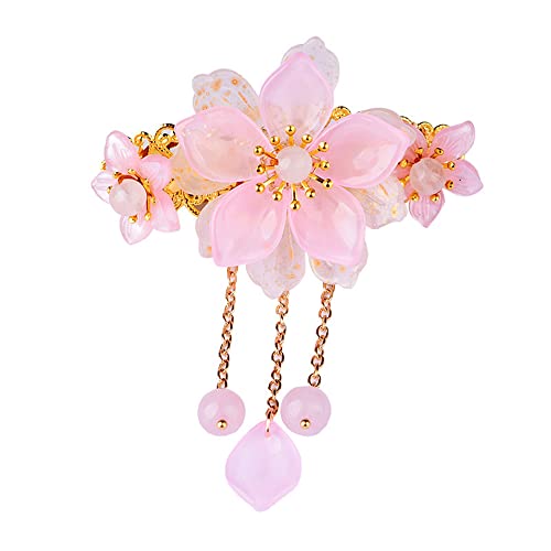 Clip de cabello con flores estilo chino hecho a mano miniatura 2