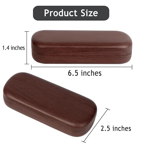 Image of Hard Shell Eyeglasses Sunglasses Case, Simple Wood Grain Glasses Case With Clean Cloth, Sunglasses Case Hard Shell Travel For Women Girls