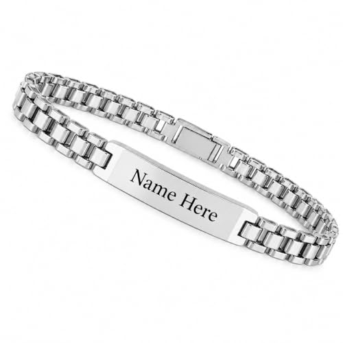 Image of Personalized Bracelet For Men - Adjustable Name Engraved Stainless Steel Bracelet Custom Gift for Him