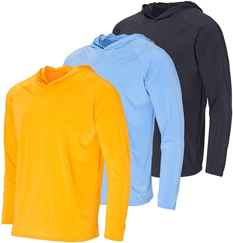 Real Essentials 3 Pack Swim Shirts Mens Swimwear Hoodie Sun Rash Guard Long Sleeve Spf Protection Uv Swimming Rashguard Sweatshirt Fishing cover