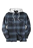 Boulder Creek by Kingsize Men's Big & Tall Removable Hooded Shirt Jacket - 6XL, Black Plaid