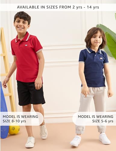 Image of Amazon Brand - Symbol Boys Cotton Rich Solid Polo Tshirt | Collar Tshirts | Half Sleeves | Plain-Regular Fit