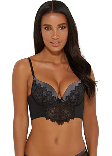 Gossard Women's Vip Eyelash Padded Longline Bra, Black, 36G #TOP5