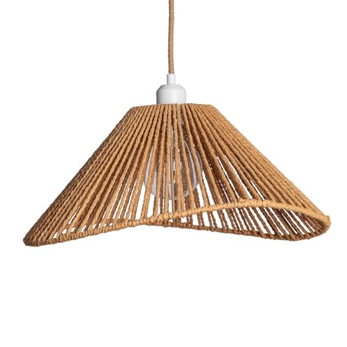 LEDKIA LIGHTING - Lámpara Colgante Papel Trenzado Mikah | Diseño Moderno y Funcional | Diámetro Ø45 cm | Ideal para Salón, Dormitorio | Fácil Instalación | Luz Suave, Natural, Cuerda