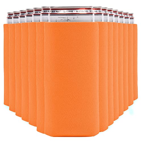 Image of Slim Can Cooler Sleeves (30-Pack) Soft Slim Can Koolie for White Claw Seltzer & Slim Beer - HTV Blanks for Vinyl Projects - Skinny Can Koolies Bulk - Tall Can Coolies for Slim Cans (Orange)