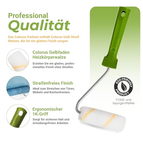 Colorus Farbroller Set klein 10 cm, 10x Heizkörperwalze 12 mm Flor + Bügel – Ansicht 5