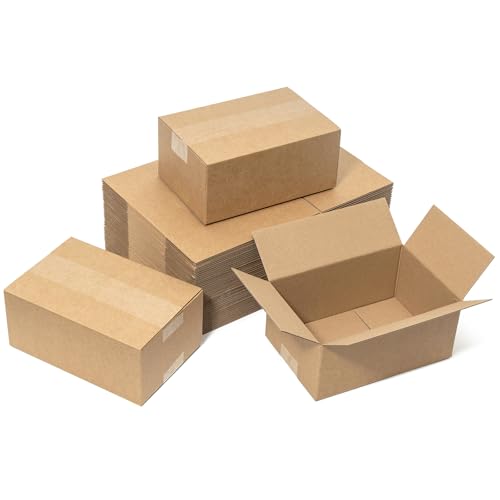 Mefleet Cajas de envío de 9 x 6 x 4 pulgadas, paquete de 50 cajas de cartón corrugado pequeñas para pequeñas empresas, suministros de embalaje de correo marrón