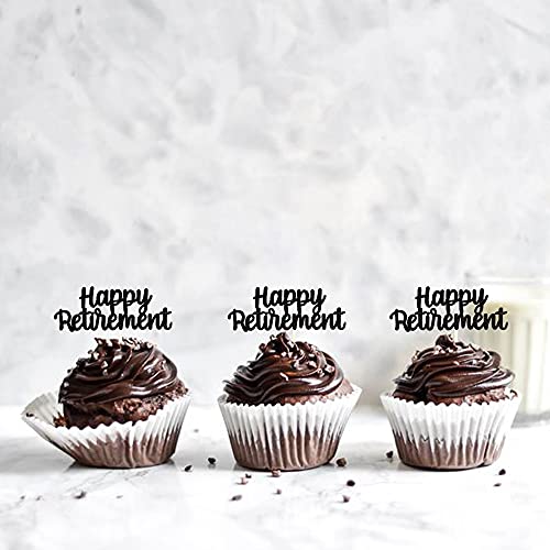 36 Pcs Happy Retirement Cupcake Toppers Glitter Retired Af Cupcake Picks Retirement Theme Birthday Party Cake Decorations Supplies Black #TOP5