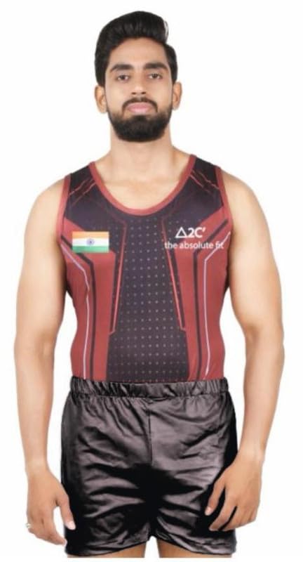 Swades Sports Men’s & Boys’ Black & Rust Sublimation Leotard | Stretchable Performance Wear for Artistic Gymnastics, Mallakhamb, Yoga, Dance, Aerobics, Trampoline & Acrobatics-image-12