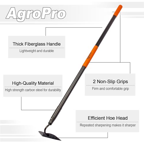 AgroPro Hoe Garden Tool, Heavy Duty Garden Hoe with Long Handle, Metal Garden Hoe for Weeding, 58” - Image 2