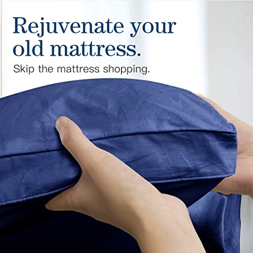 Image of COONP Full Mattress Topper, Extra Thick Pillowtop, Cooling Plush Mattress Pad Cover Bed Topper Protector with 8-21 Inch Deep Pocket (Navy Blue, Full)