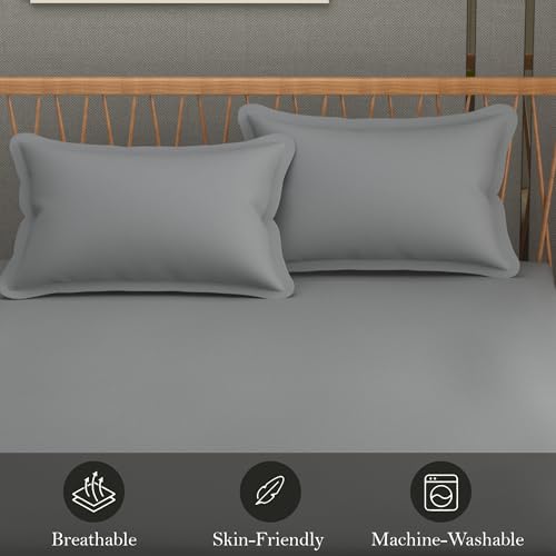 Drap de lit en microfibre gris 228x241 cm avec 2 taies - 3