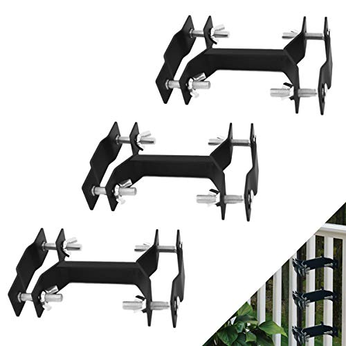 Preisvergleich Produktbild Homydom Deck-Regenschirm-Klemme, universeller Terrassen-Regenschirm / Taschenlampen-Halter, befestigt an Geländern, maximiert den Platz auf der Terrasse, 3 Stück, schwarz
